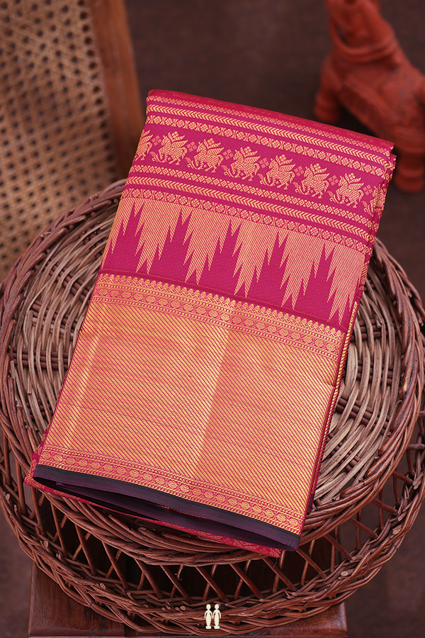 Kanchipuram Silk Saree In Dark Pink With Brocade Design