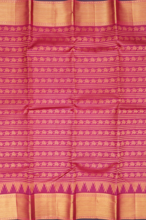Kanchipuram Silk Saree In Dark Pink With Brocade Design