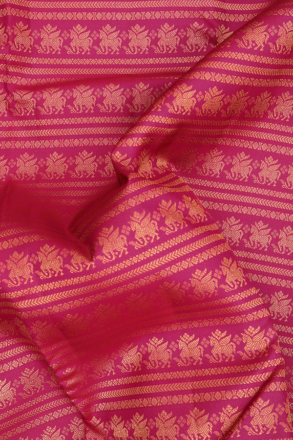 Kanchipuram Silk Saree In Dark Pink With Brocade Design