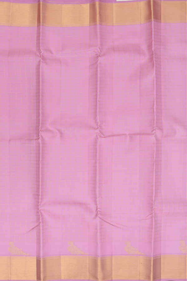 Kanchipuram Silk Saree In Pink With Checks Design