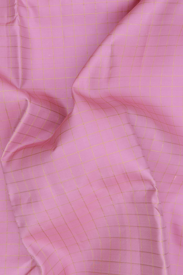 Kanchipuram Silk Saree In Pink With Checks Design