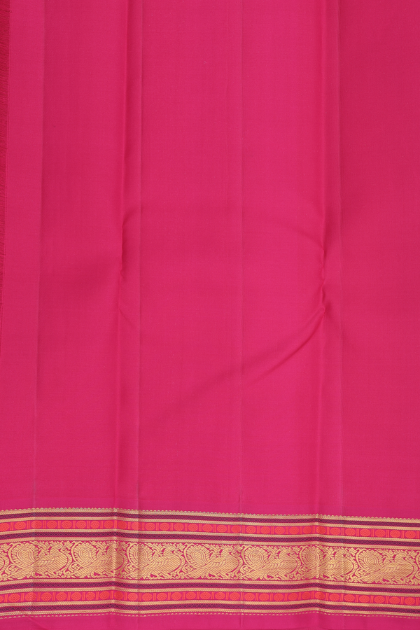 Kanchipuram Silk Saree In Prussian Blue With Zari Buttas