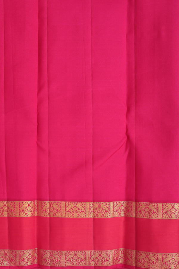 Kanchipuram Silk Saree In Cobalt Blue With Paisley Buttas