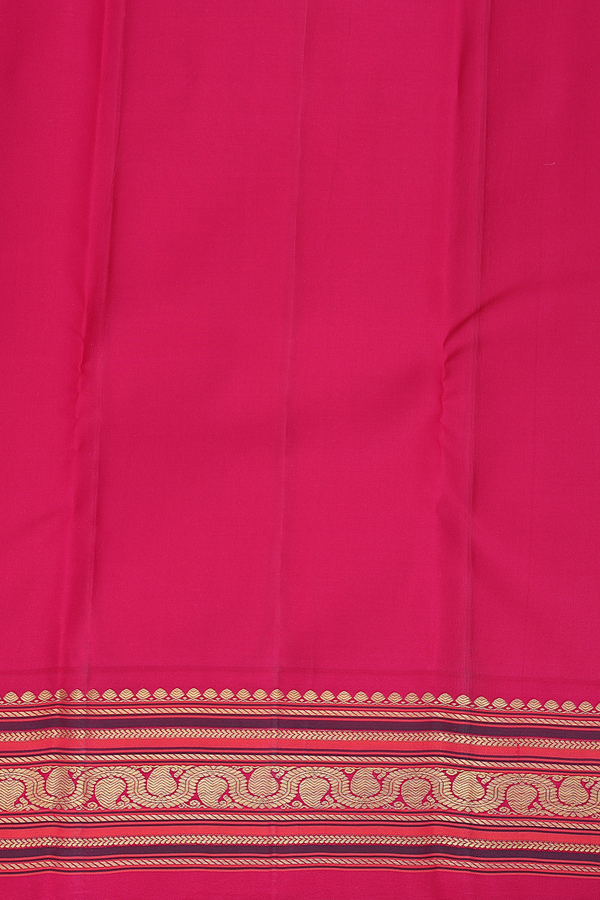 Kanchipuram Silk Saree In Saffron Yellow With Floral Buttis