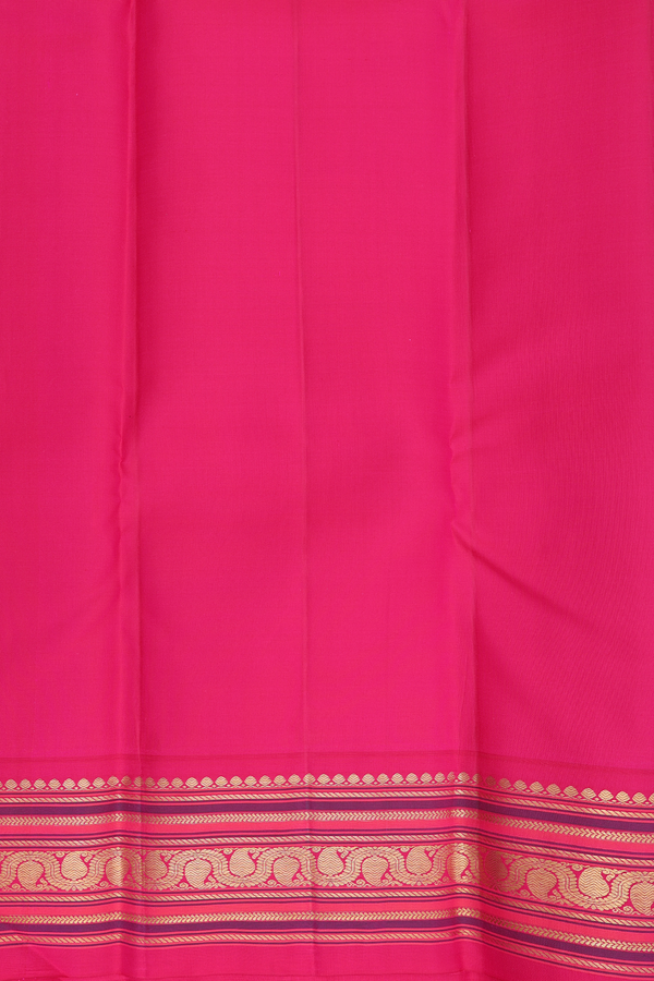 Kanchipuram Silk Saree In Forest Green With Floral Buttis