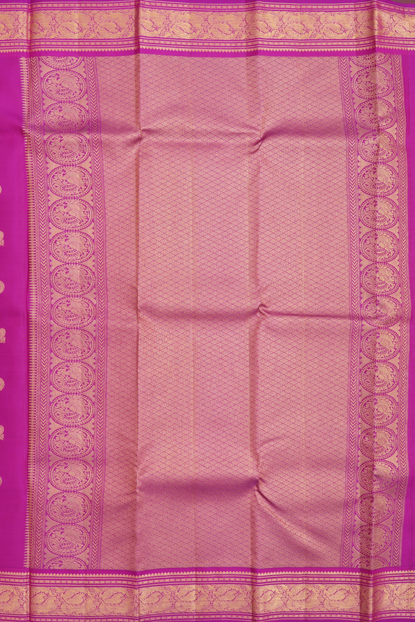 Kanchipuram Silk Saree In Magenta With Peacock Buttas