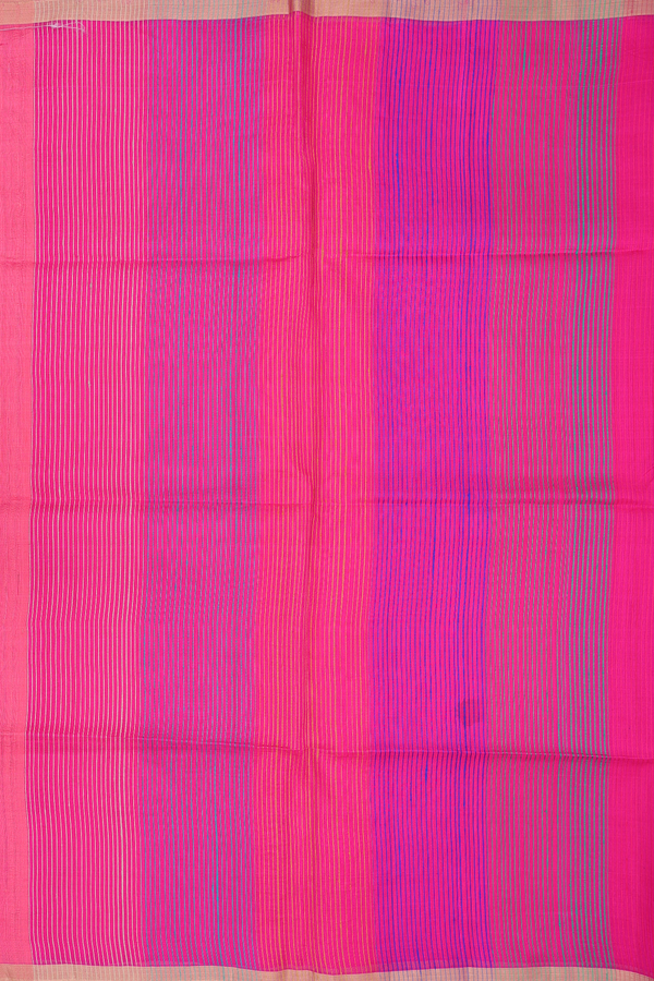 Raw Silk Saree In Plain Pink With Zari Border