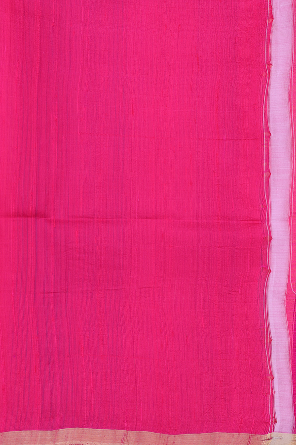 Raw Silk Saree In Plain Pink With Zari Border
