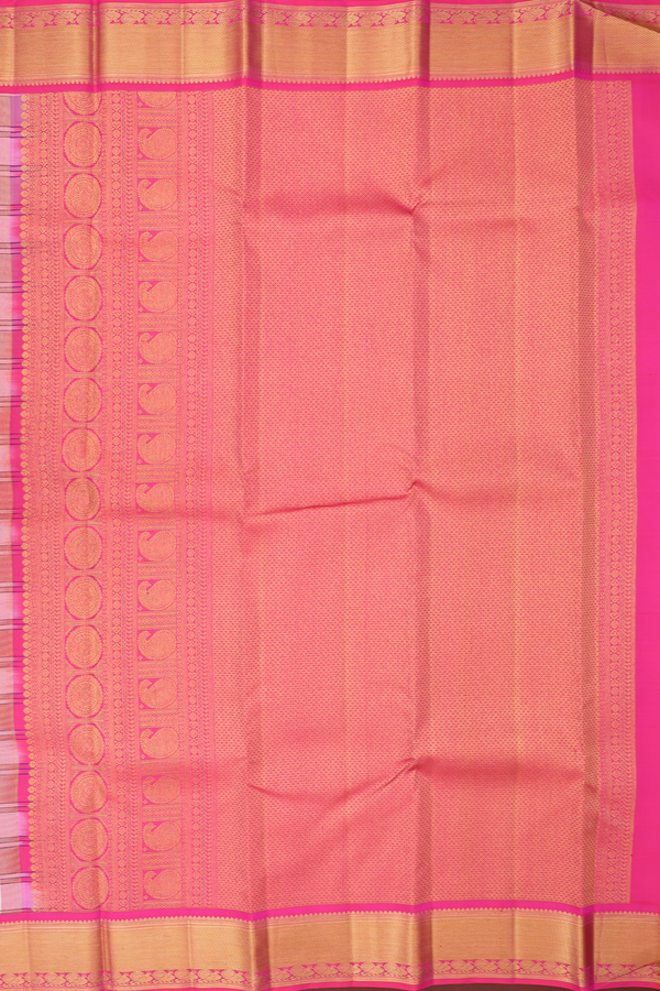 Kanchipuram Silk Saree In Cream And Brown With Checks Design