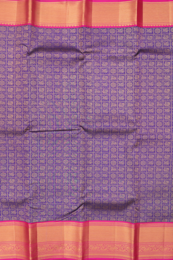 Kanchipuram Silk Saree In Royal Blue With Brocade Design