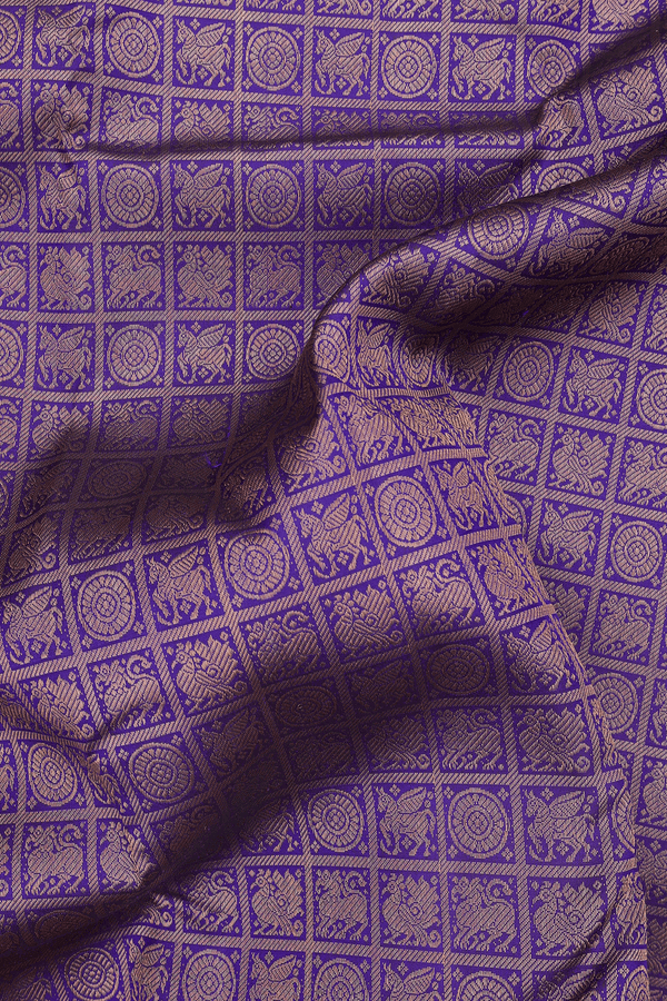 Kanchipuram Silk Saree In Royal Blue With Brocade Design
