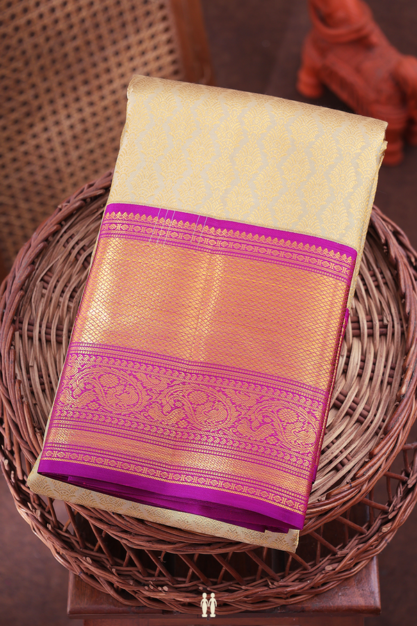 Kanchipuram Silk Saree In Dusty Brown With Brocade Design