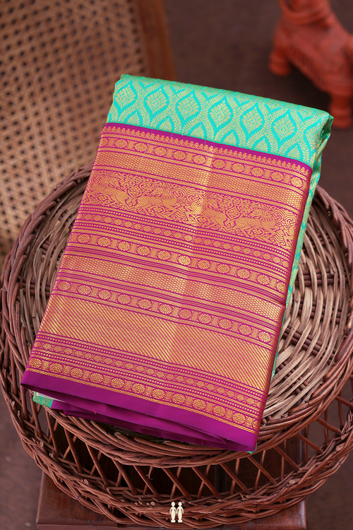 Kanchipuram Silk Saree In Green With Brocade Design
