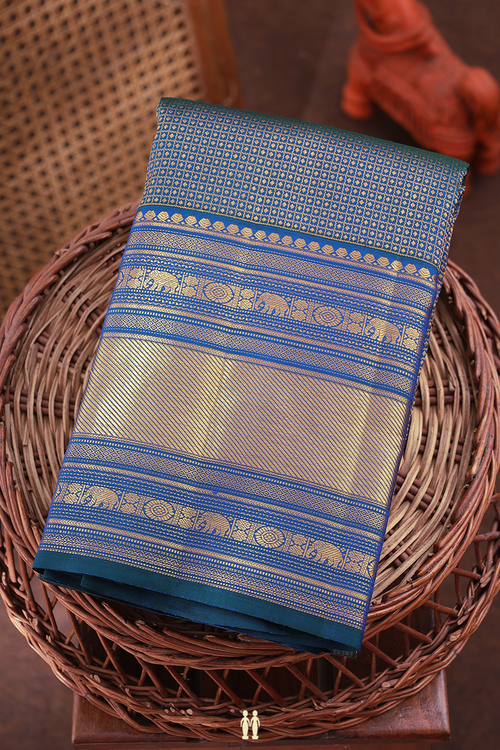 Kanchipuram Silk Saree In Capri Blue With Brocade Design