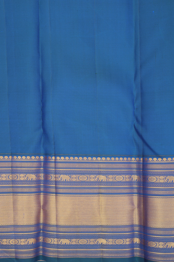 Kanchipuram Silk Saree In Capri Blue With Brocade Design