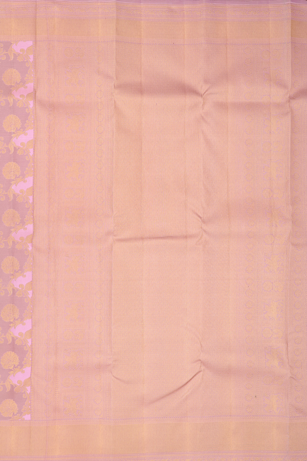 Kanchipuram Silk Saree Pink And Rose Brown With Floral Design