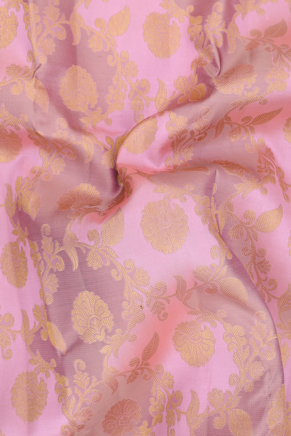 Kanchipuram Silk Saree Pink And Rose Brown With Floral Design