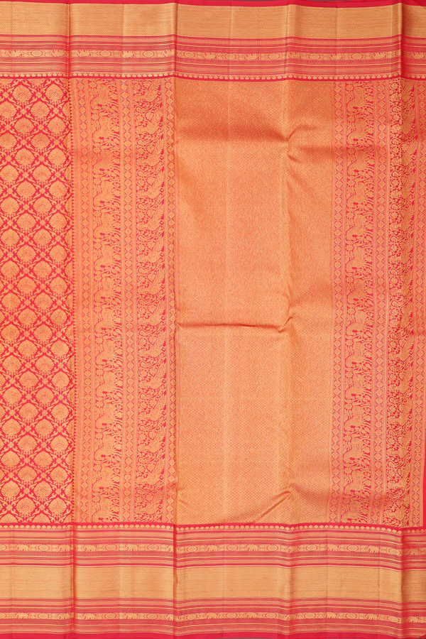 Kanchipuram Silk Saree In Red With Brocade Design