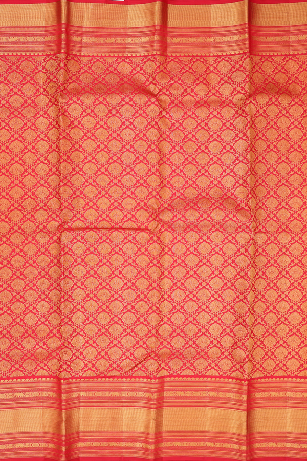 Kanchipuram Silk Saree In Red With Brocade Design