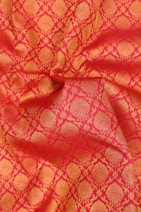 Kanchipuram Silk Saree In Red With Brocade Design