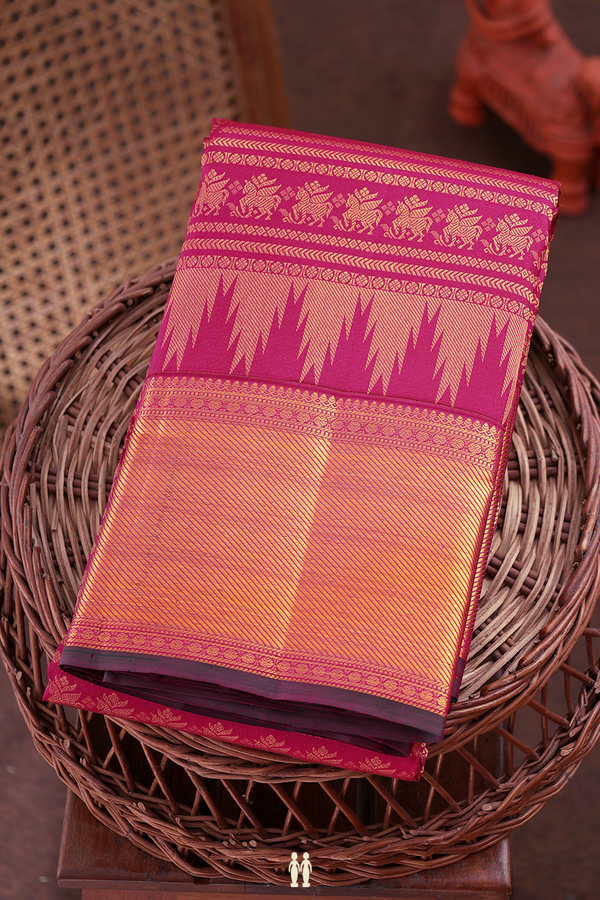 Kanchipuram Silk Saree In Dark Pink With Brocade Design