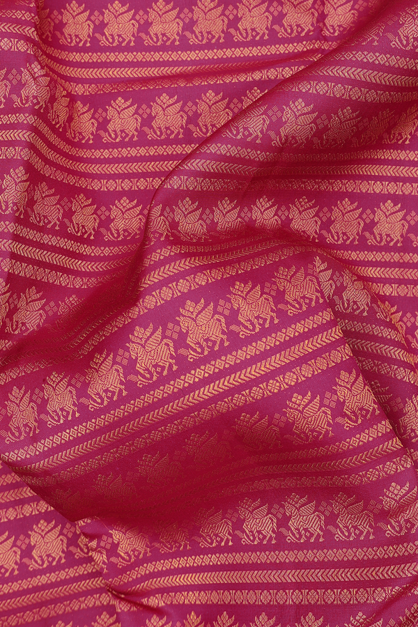 Kanchipuram Silk Saree In Dark Pink With Brocade Design