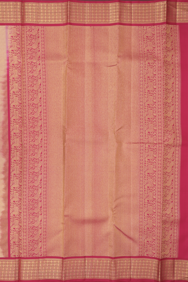 Kanchipuram Silk Saree In Caramel Yellow With Paisley Buttas