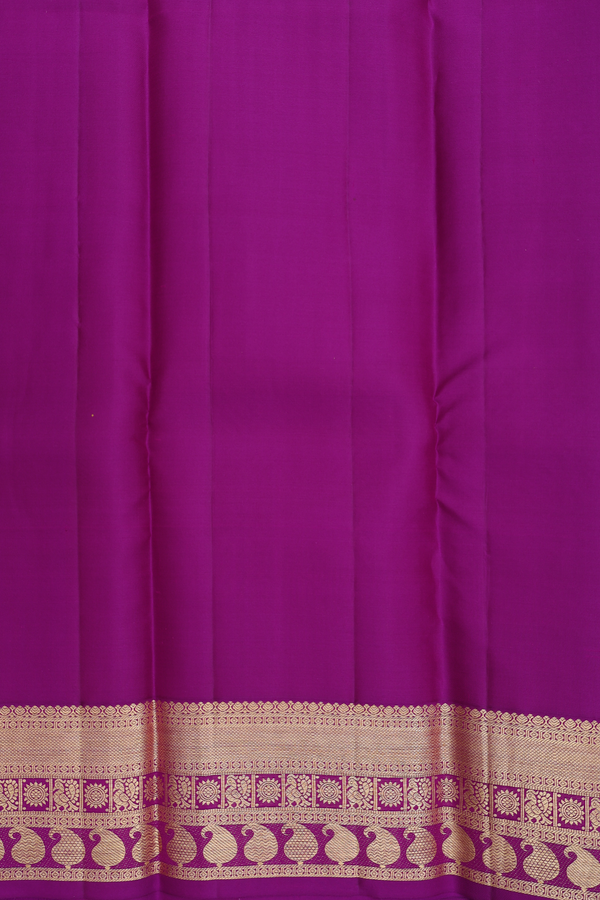 Kanchipuram Silk Saree In Yellow With Peacock Buttas