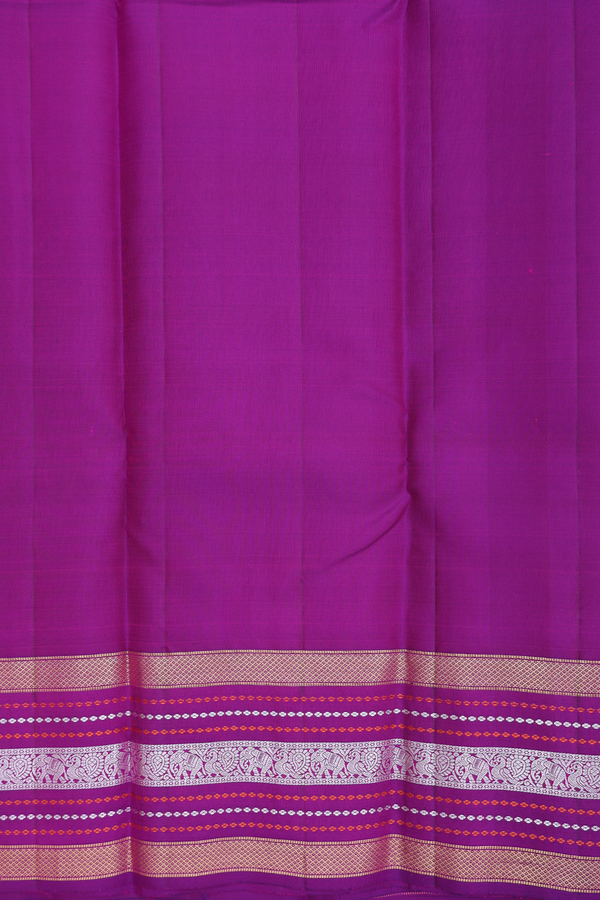 Kanchipuram Silk Saree In Saffron Yellow With Paisley Buttas
