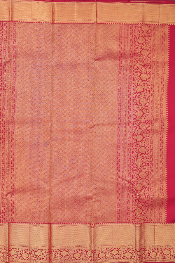 Kanchipuram Silk Saree In Crimson Red Brocade Design