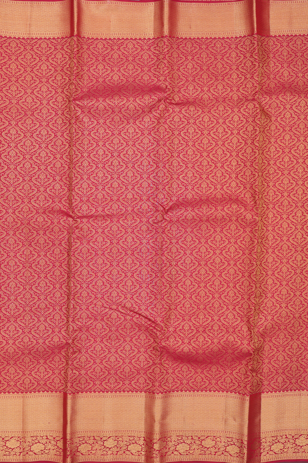 Kanchipuram Silk Saree In Crimson Red Brocade Design