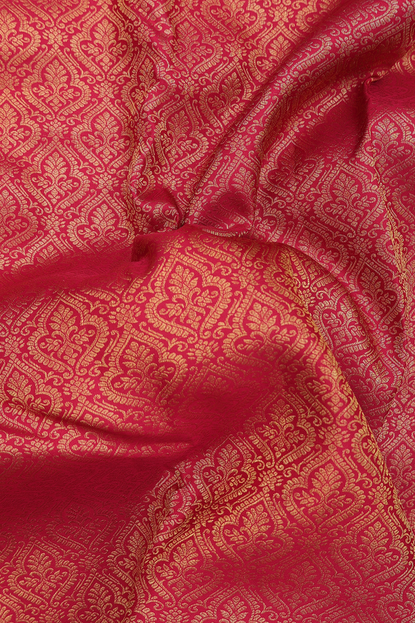 Kanchipuram Silk Saree In Crimson Red Brocade Design