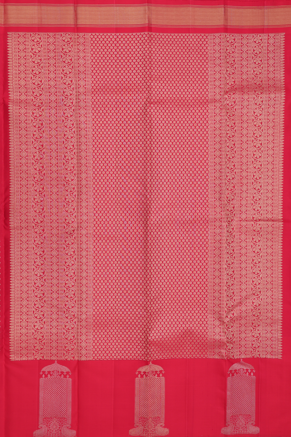 Kanchipuram Silk Saree In Scarlet Red With Brocade Design