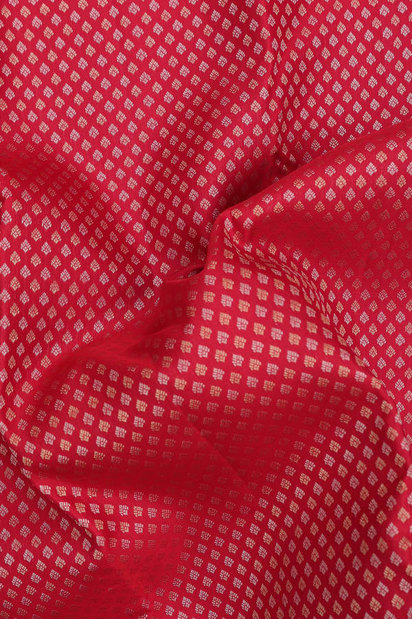 Kanchipuram Silk Saree In Scarlet Red With Brocade Design