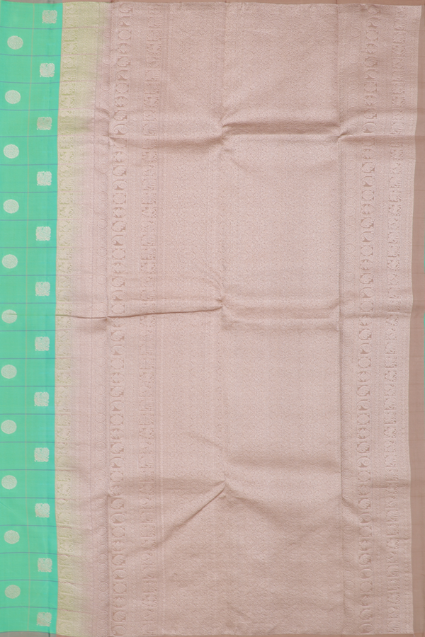 Kanchipuram Silk Saree In Seafoam Green With Checks Design