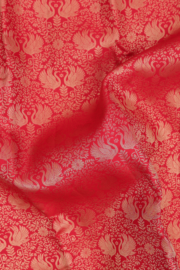 Kanchipuram Silk Saree In Red With Brocade Design