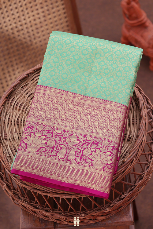 Kanchipuram Silk Saree In Green With Brocade Design