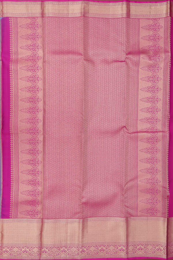 Kanchipuram Silk Saree In Sky Blue With Floral Design