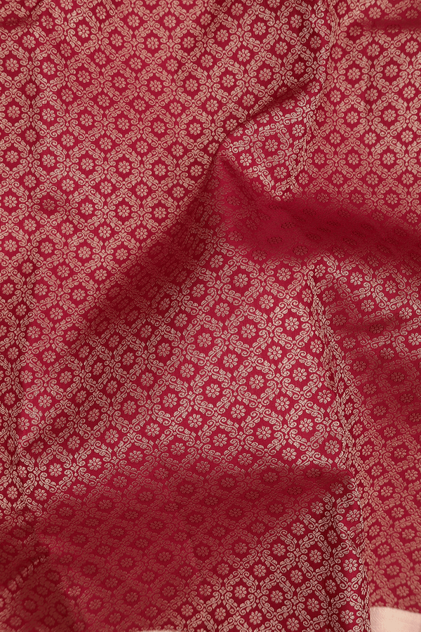 Kanchipuram Silk Saree In Ruby Red With Ogee Design