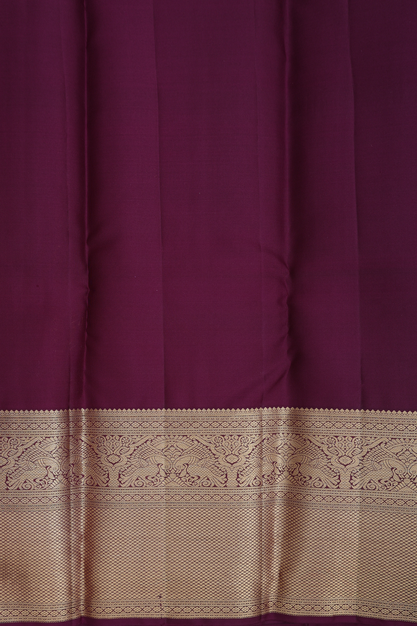 Kanchipuram Silk Saree In Dusty Purple With Peacock Design