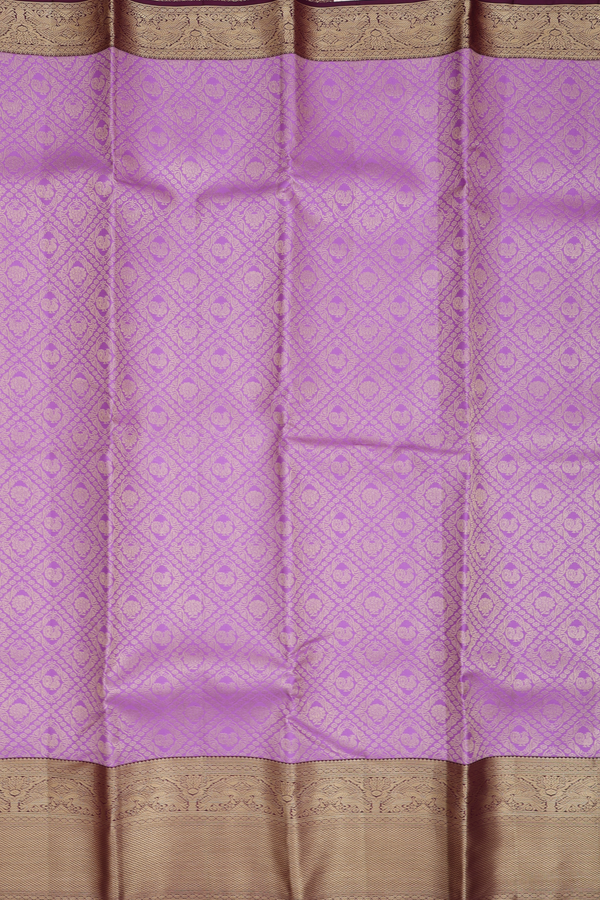 Kanchipuram Silk Saree In Dusty Purple With Peacock Design