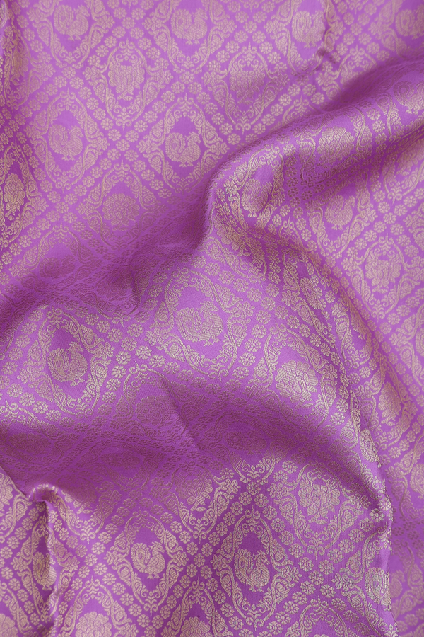 Kanchipuram Silk Saree In Dusty Purple With Peacock Design
