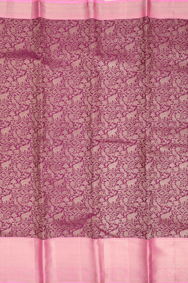 Kanchipuram Silk Saree In Purple With Vanasingaram Design