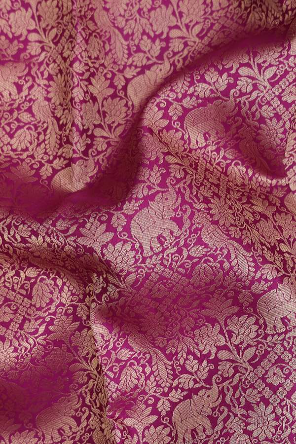Kanchipuram Silk Saree In Purple With Vanasingaram Design