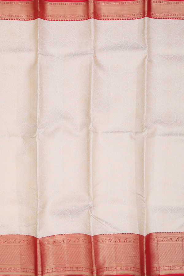 Kanchipuram Silk Saree In White With Brocade Design