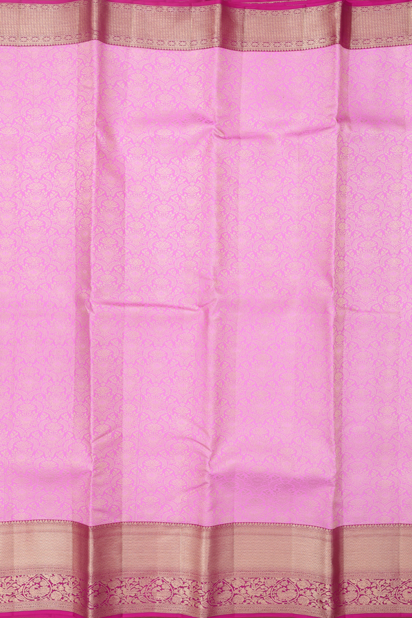 Kanchipuram Silk Saree In Pink With Brocade Design