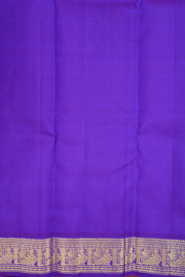 Kanchipuram Silk Saree In Cerulean Blue With Checks Design
