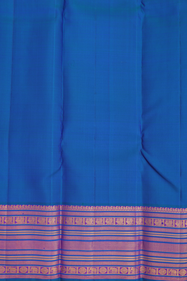 Kanchipuram Silk Saree In Royal Blue With Peacock Buttas