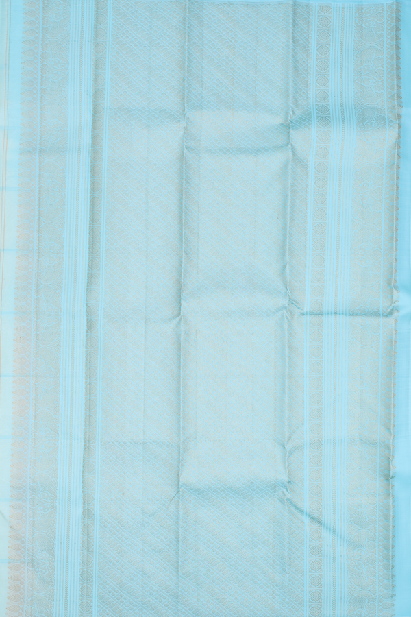 Kanchipuram Silk Saree In Off White With Checks Design