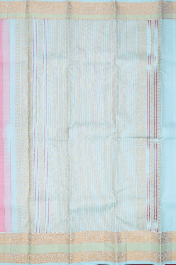 Kanchipuram Silk Saree In Pink With Iruthalai Pakshi Buttas